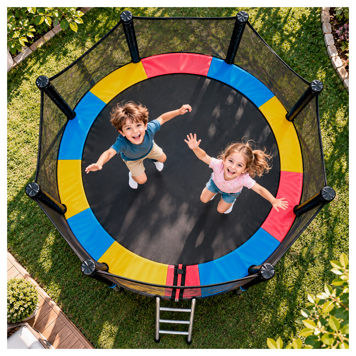 Cama Elástica Infantil 244 cm con Malla y Escalera