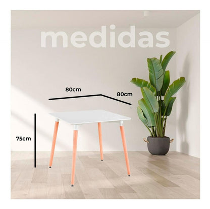 Mesa Comedor Eames Cuadrada Blanca 80x80