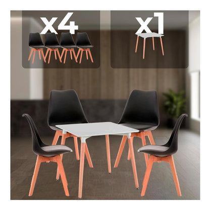 Juego De Comedor Cuadrado Con 4 Sillas Eames