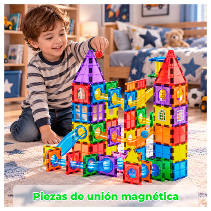 Bloques Magnético Construcción 107 Piezas con Pista y Pelotas