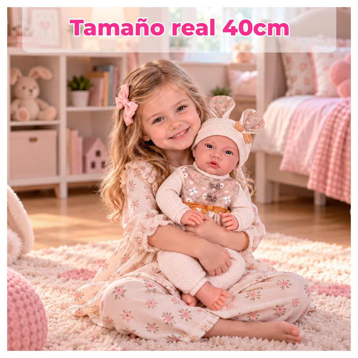 Muñeca Bebé Reborn Realista 40 cm con 12 Sonidos y Ropa