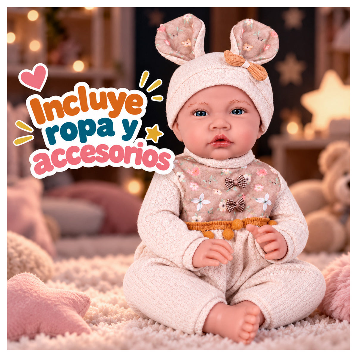 Muñeca Bebé Reborn Realista 40 cm con 12 Sonidos y Ropa