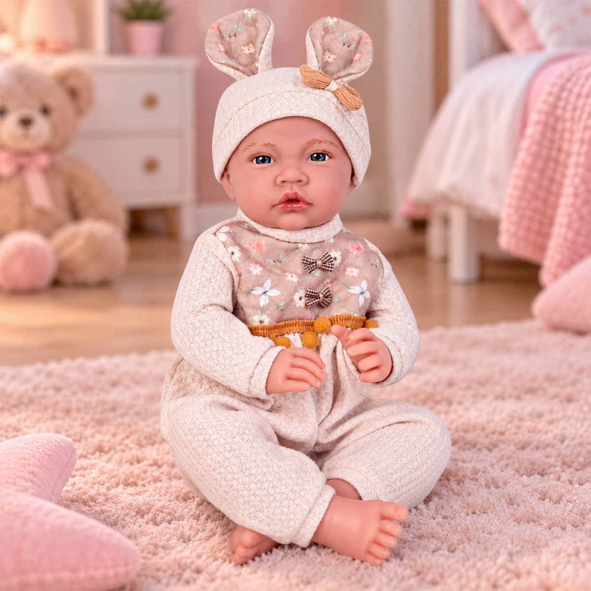 Muñeca Bebé Reborn Realista 40 cm con 12 Sonidos y Ropa
