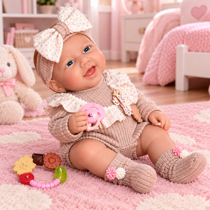 Muñeca Bebé Realista 40 cm con 12 Sonidos y Chupete
