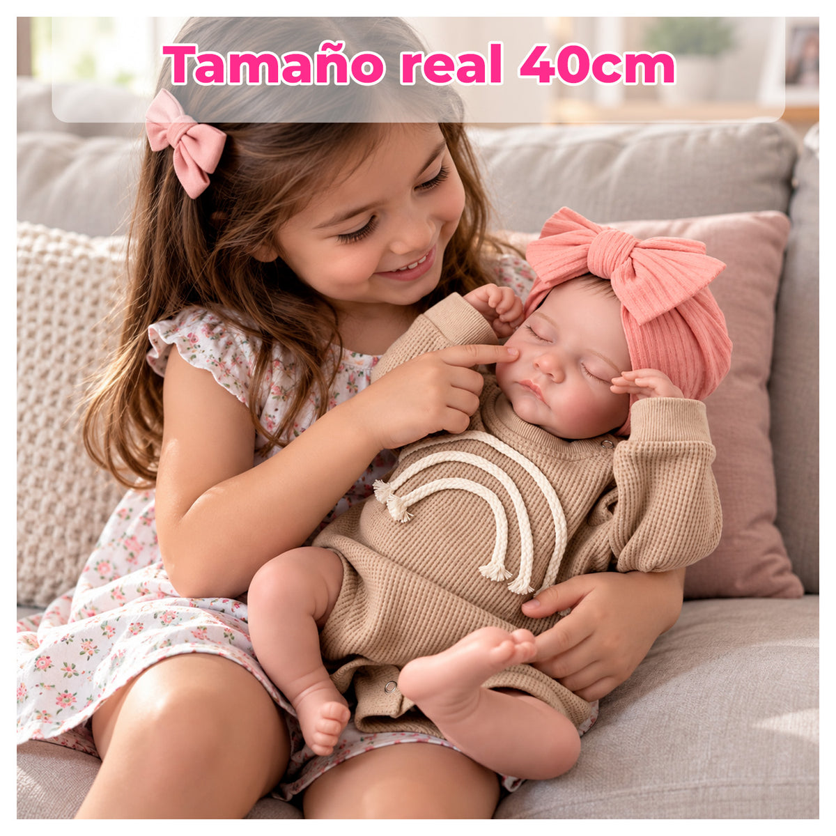 Muñeca Reborn Realista 40 cm de Vinilo con Ojos Cerrados