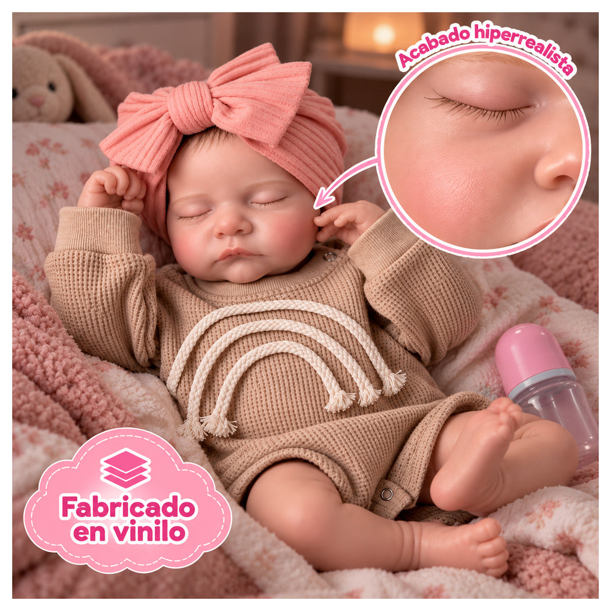 Muñeca Reborn Realista 40 cm de Vinilo con Ojos Cerrados