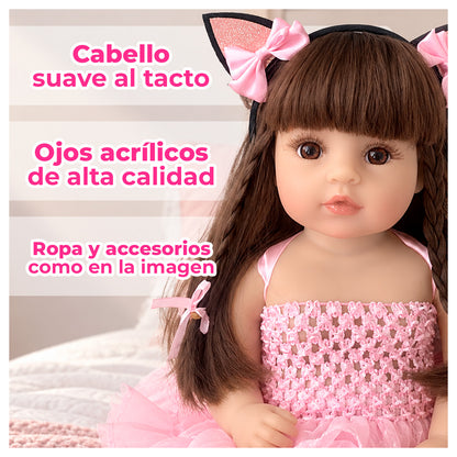 Muñeca Reborn Realista 56 cm de Vinilo con Ropa y Accesorios
