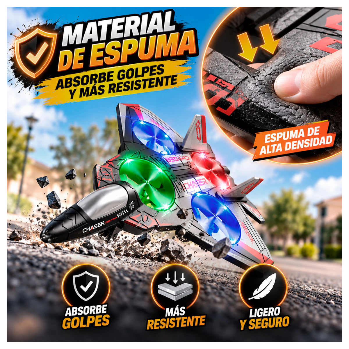 Avión de Combate a Control Remoto con Luces LED y Bateria