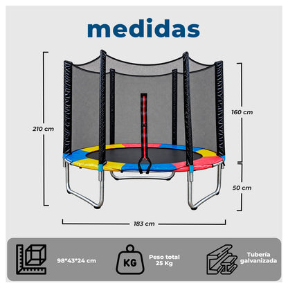 Cama Elástica Infantil 183 cm con Malla de Seguridad