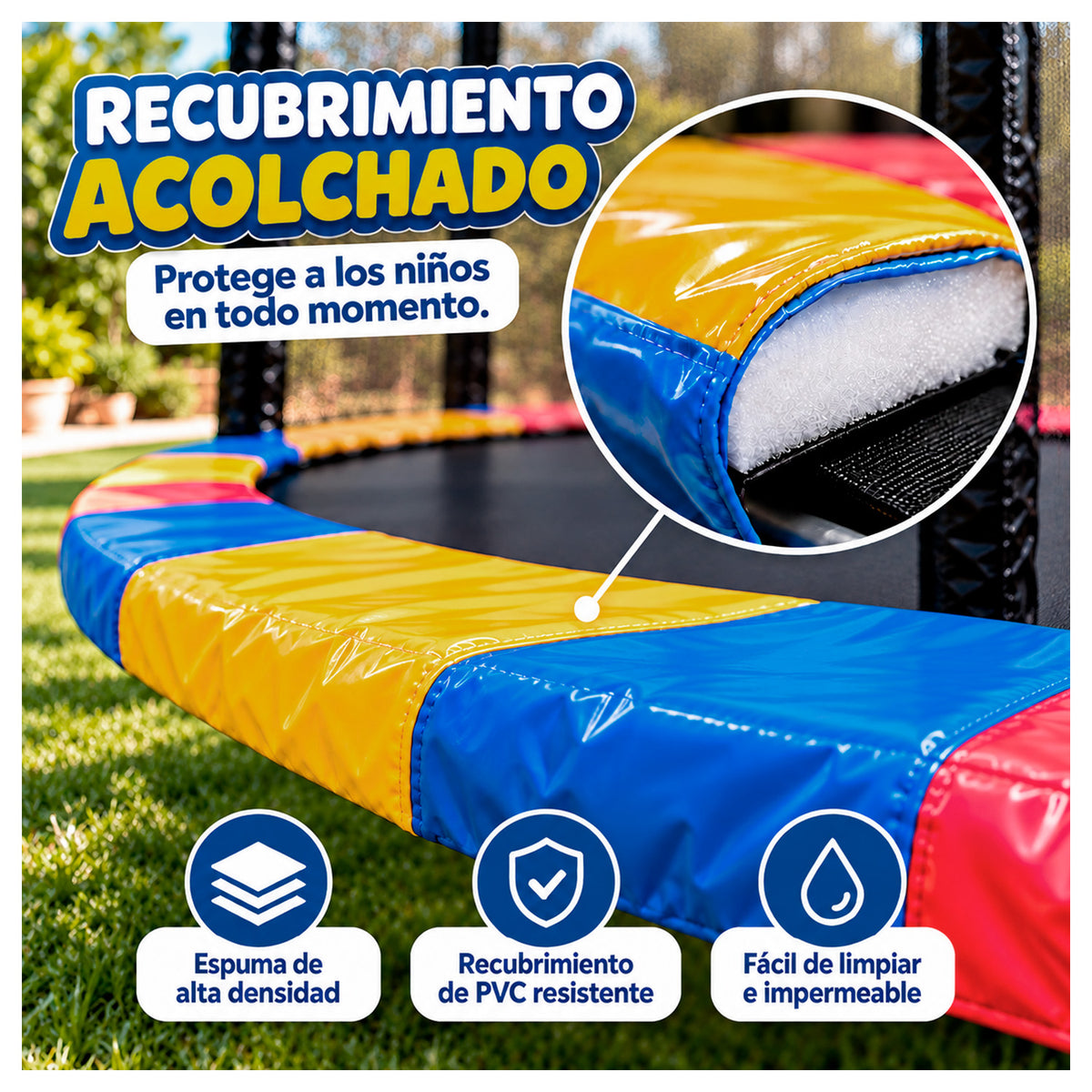 Cama Elástica Infantil 244 cm con Malla y Escalera