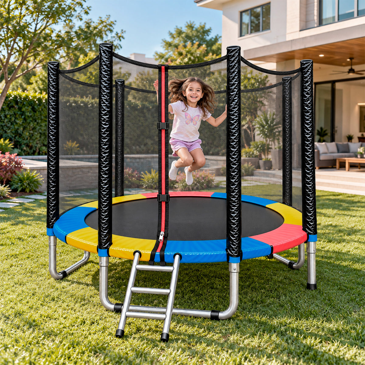 Cama Elástica Infantil 244 cm con Malla y Escalera