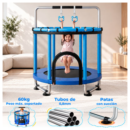 Mini Trampolín Infantil Multifuncional 5 en 1 Azul 142 cm