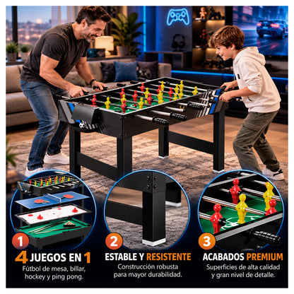 Mesa Multijuegos 4 en 1: Taca Taca, Pool, Hockey y Ping Pong