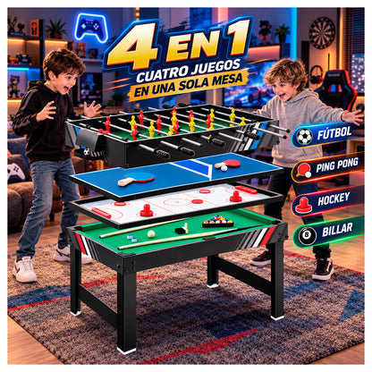 Mesa Multijuegos 4 en 1: Taca Taca, Pool, Hockey y Ping Pong