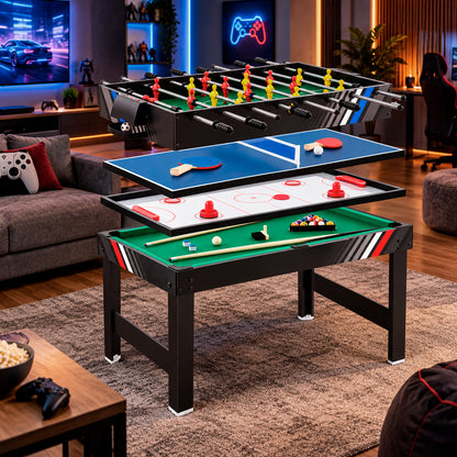 Mesa Multijuegos 4 en 1: Taca Taca, Pool, Hockey y Ping Pong