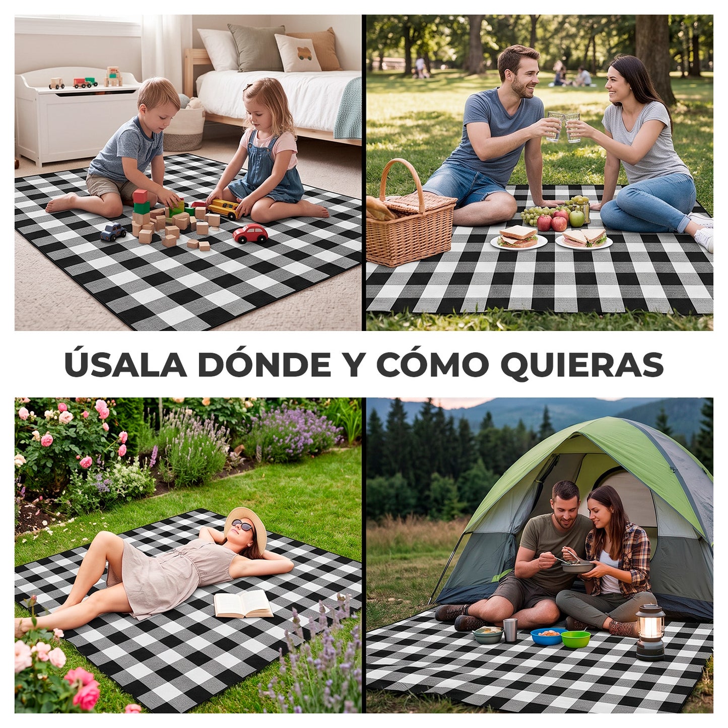 Manta Picnic Impermeable 200x150 cm Plegable con Asa