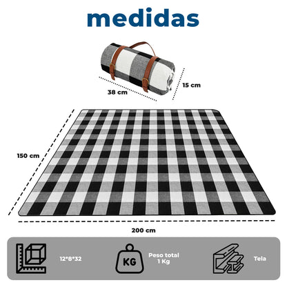 Manta Picnic Impermeable 200x150 cm Plegable con Asa