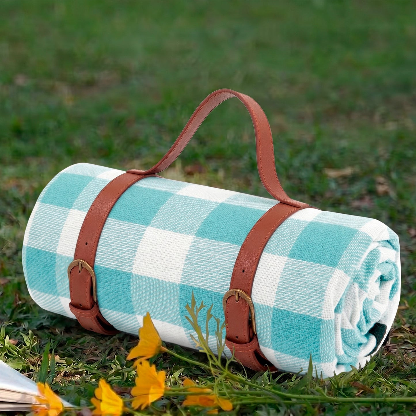 Manta Térmica para Picnic cuadros Negros con Blanco Negro