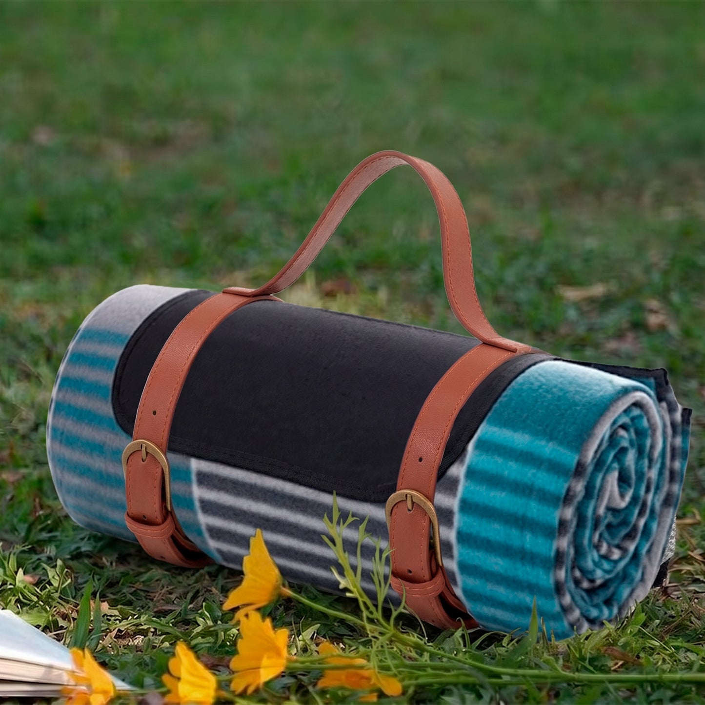 Manta Térmica para Picnic cuadros Negros con Blanco Negro