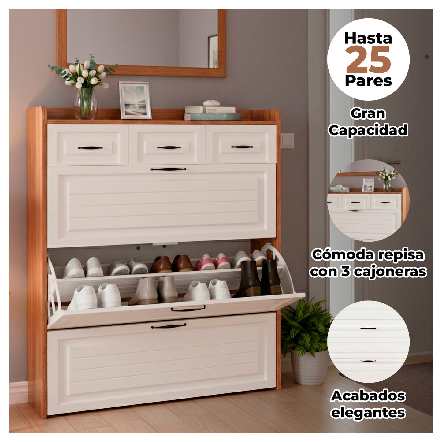 Mueble Zapatero Organizador de Alta Calidad XXL para 25 pares