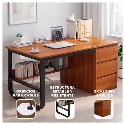 Escritorio Moderno 120x50cm Hierro y MDF Diseño Elegante