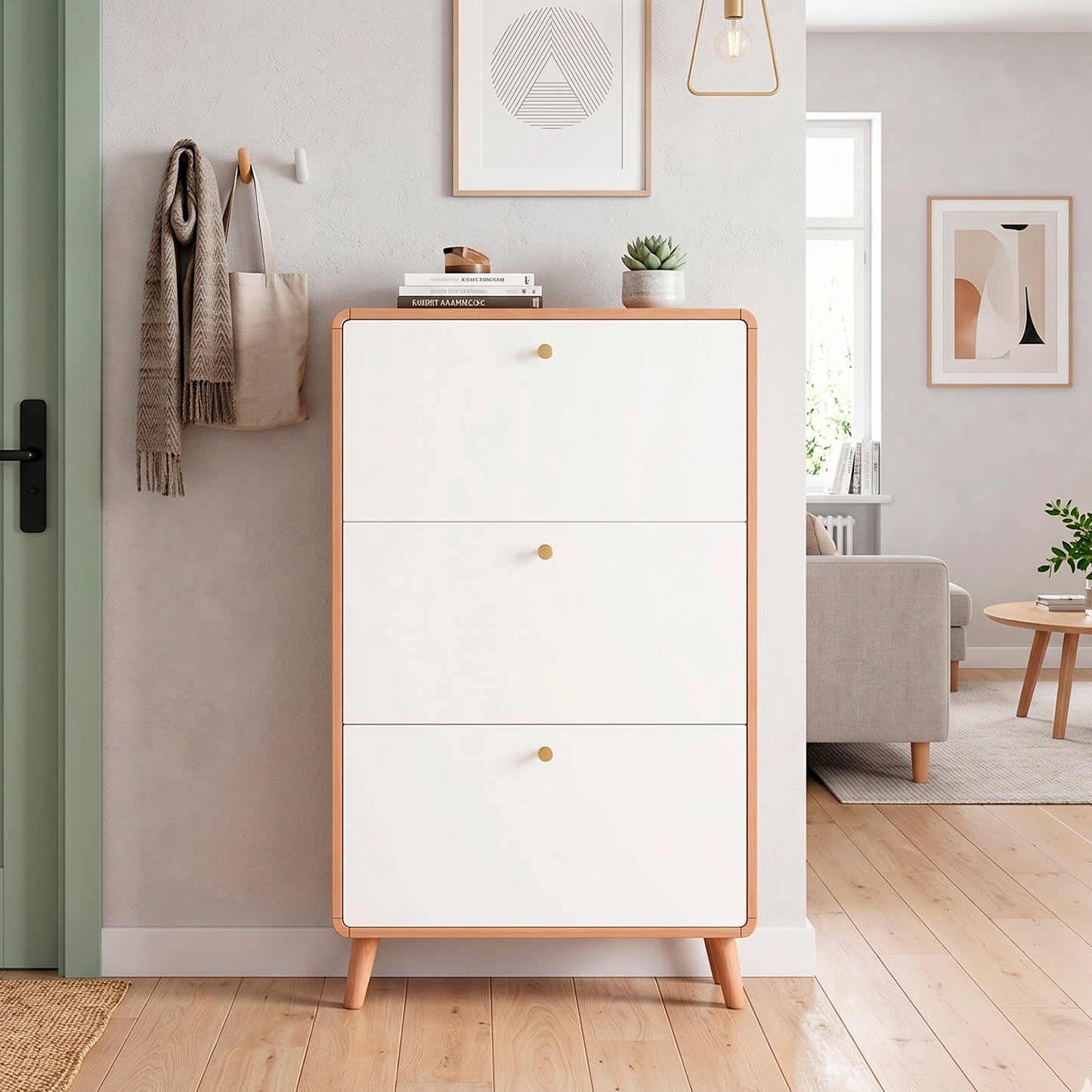 Zapatero Mueble Organizador de Zapatos Blanco Moderno 3 Cajones