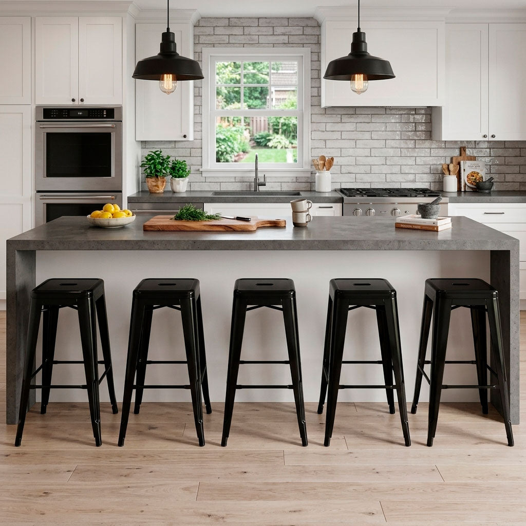 Pack 5 Taburete en Acero Ideal para Bares Cocina y Restaurante