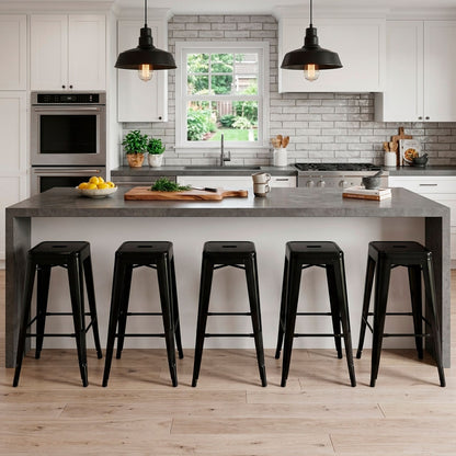 Pack 5 Taburete en Acero Ideal para Bares Cocina y Restaurante