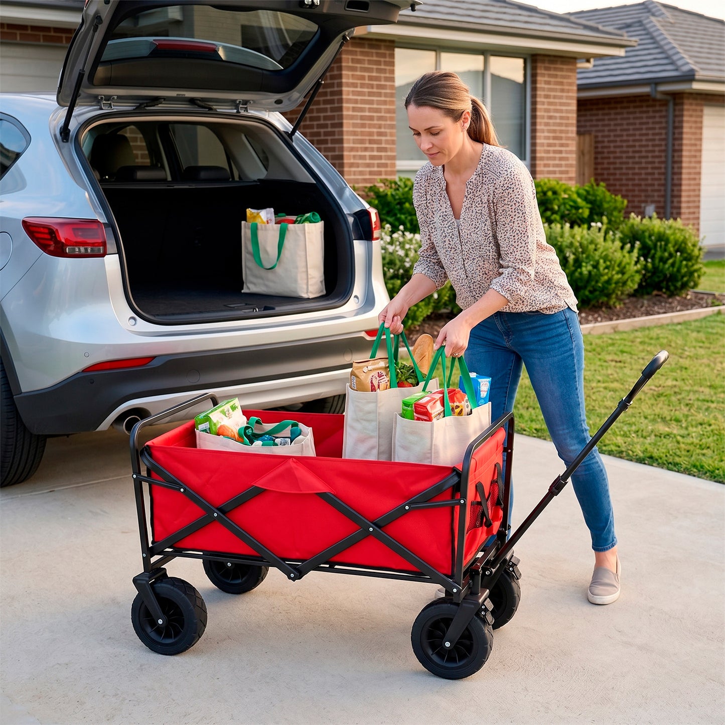 Carro Carga Plegable con Ruedas Feria Compra Multiuso Transportador
