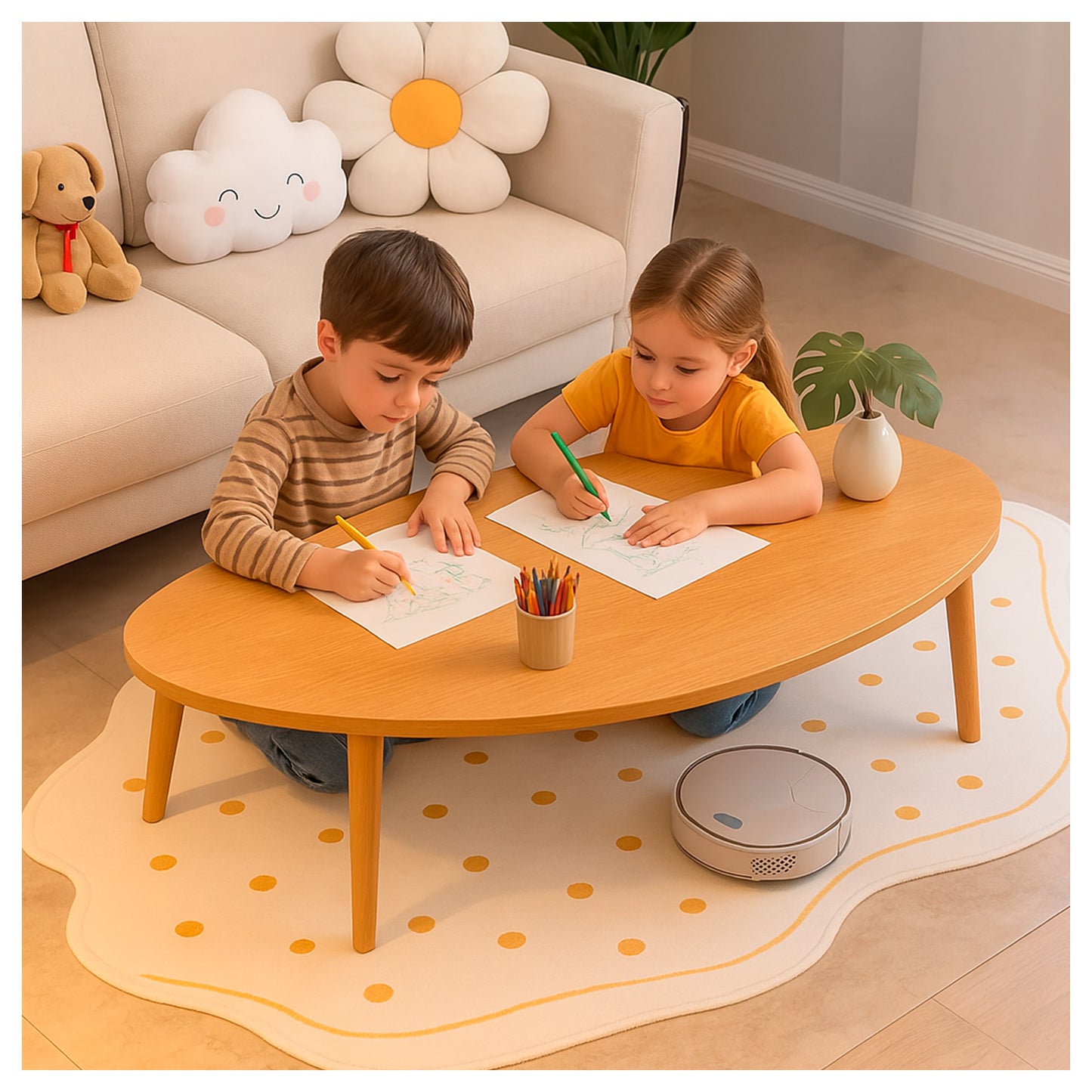 Mesa de Centro Minimalista de Madera | Diseño Nórdico y Elegante