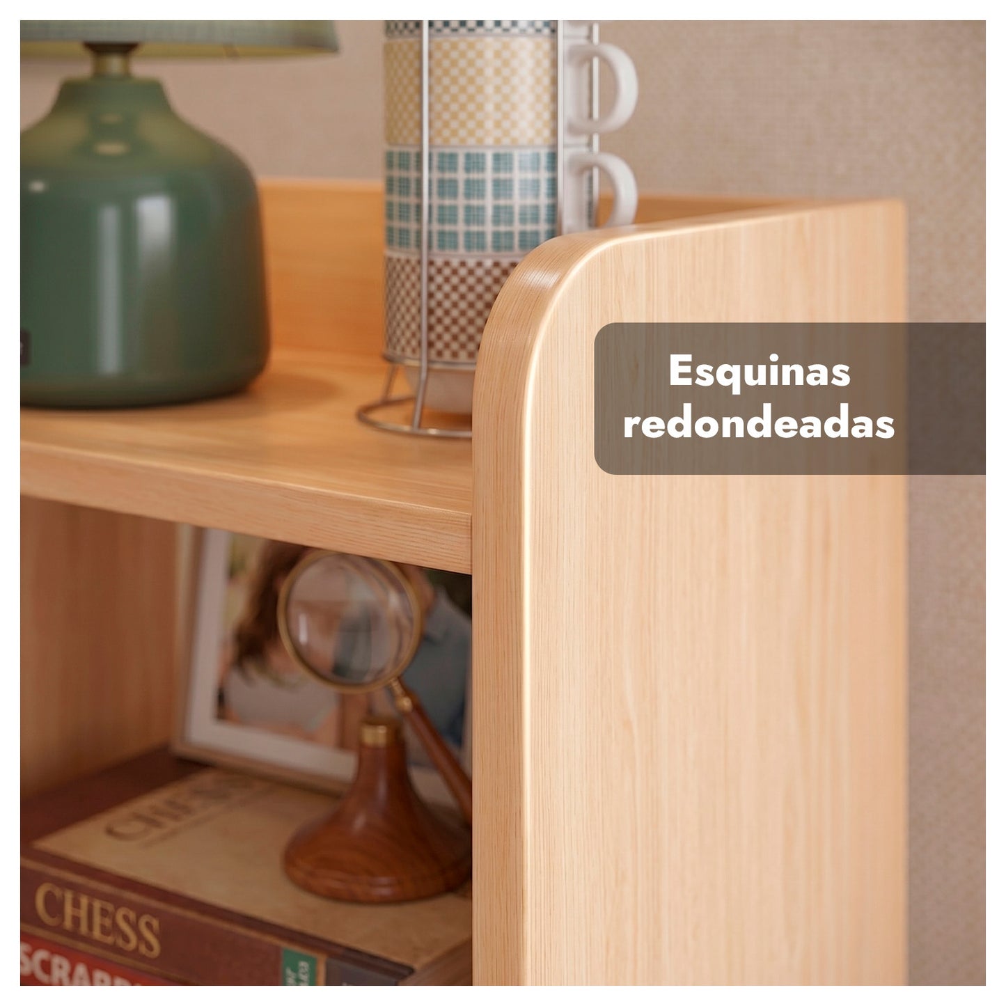 Velador Mueble Organizador Con Repisas Cajones Madera Dormitorio