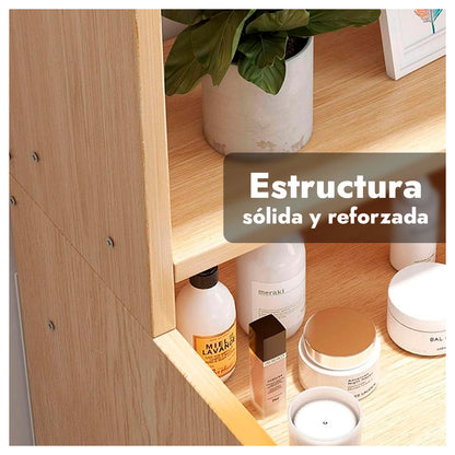 Velador Mueble Organizador Con Repisas Cajones Madera Dormitorio