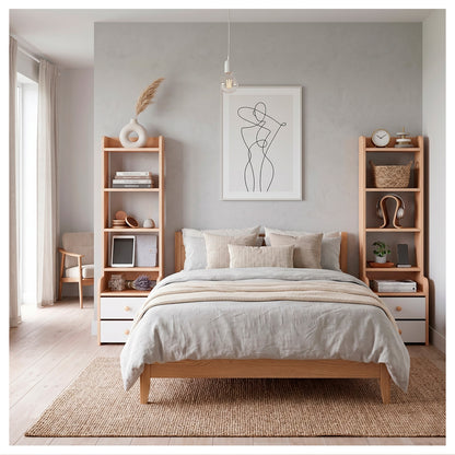 Velador Mueble Organizador Con Repisas Cajones Madera Dormitorio