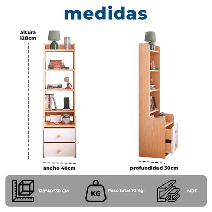 Velador Mueble Organizador Con Repisas Cajones Madera Dormitorio