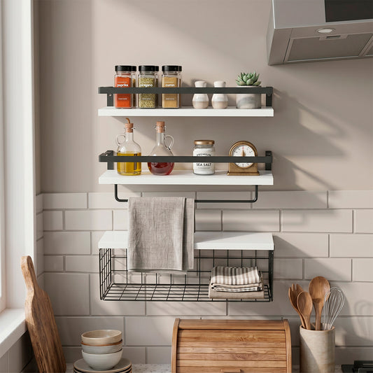 Repisas Decorativas para Cocina, Baño u Oficina 3 Piezas Multifunción