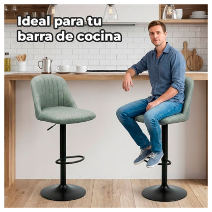 Silla de Bar Moderna Regulable Asiento Tapizado y Base Metálica