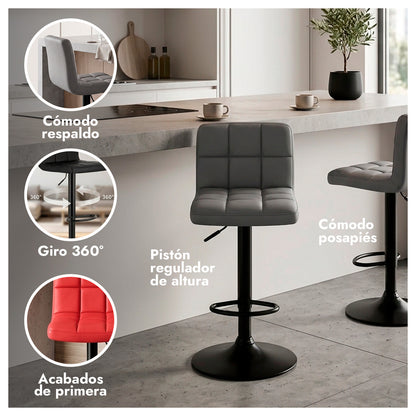 Silla de Bar con Base Mate y Altura Regulable Diseño Moderno
