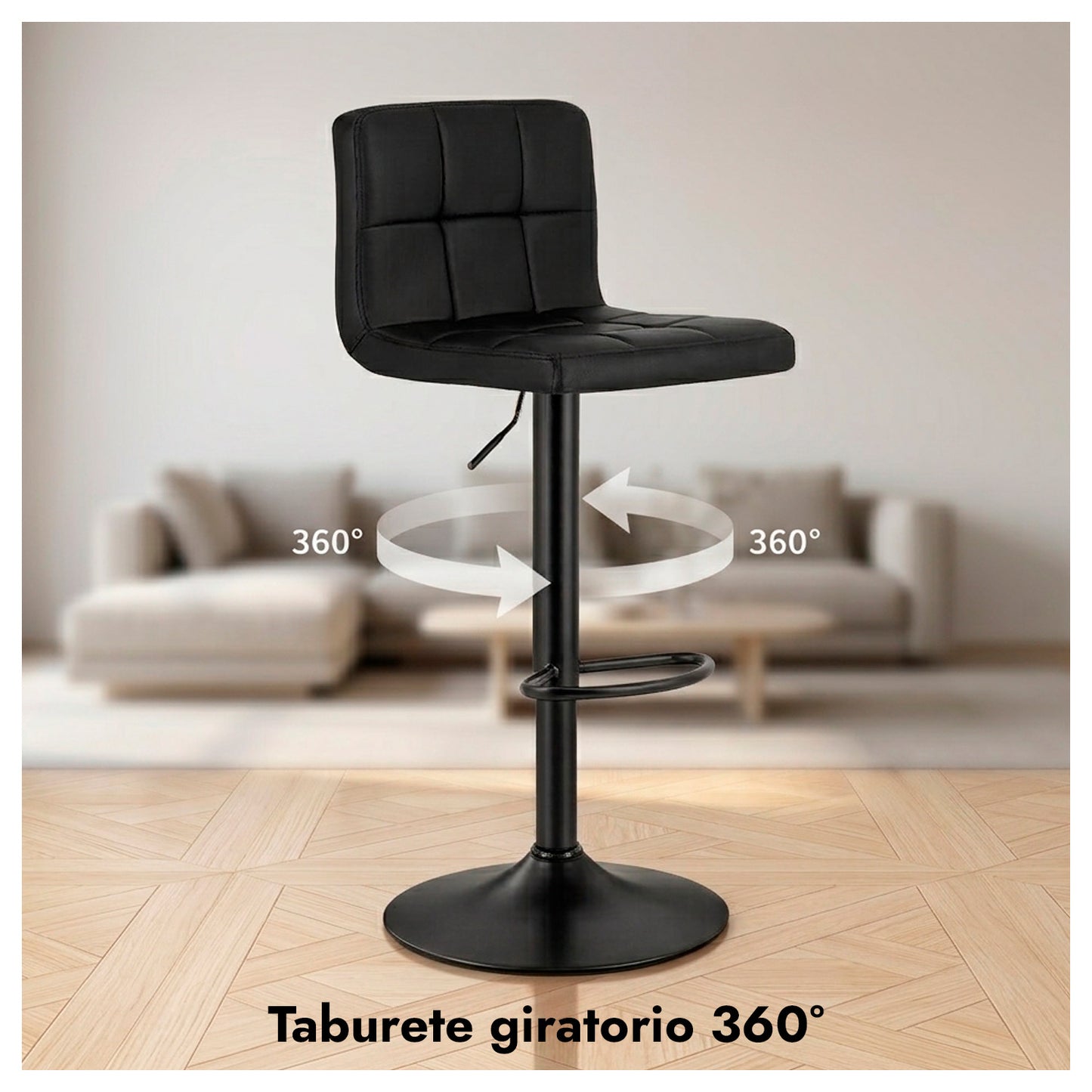 Silla de Bar con Base Mate y Altura Regulable Diseño Moderno