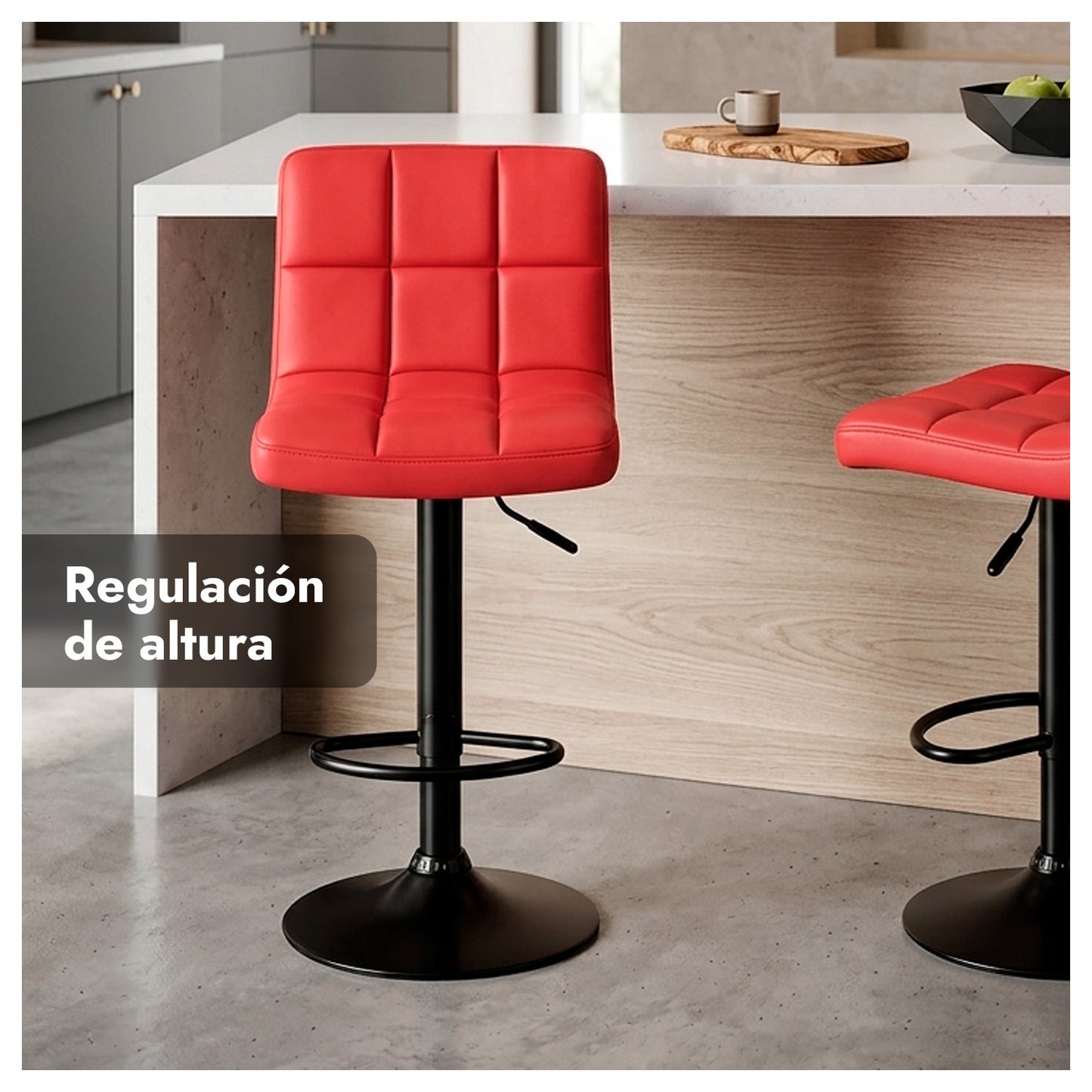 Pack 2 Silla de Bar con Base Mate y Altura Regulable Diseño Moderno