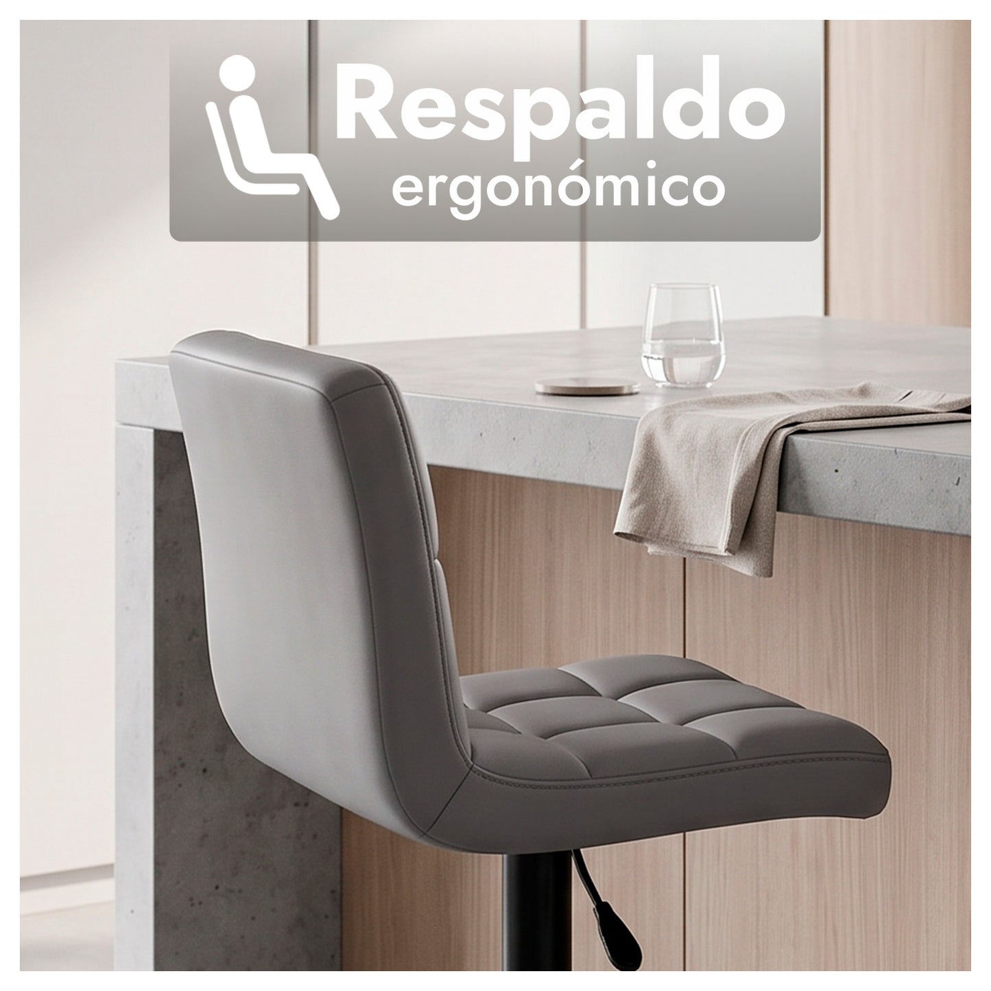 Silla de Bar con Base Mate y Altura Regulable Diseño Moderno
