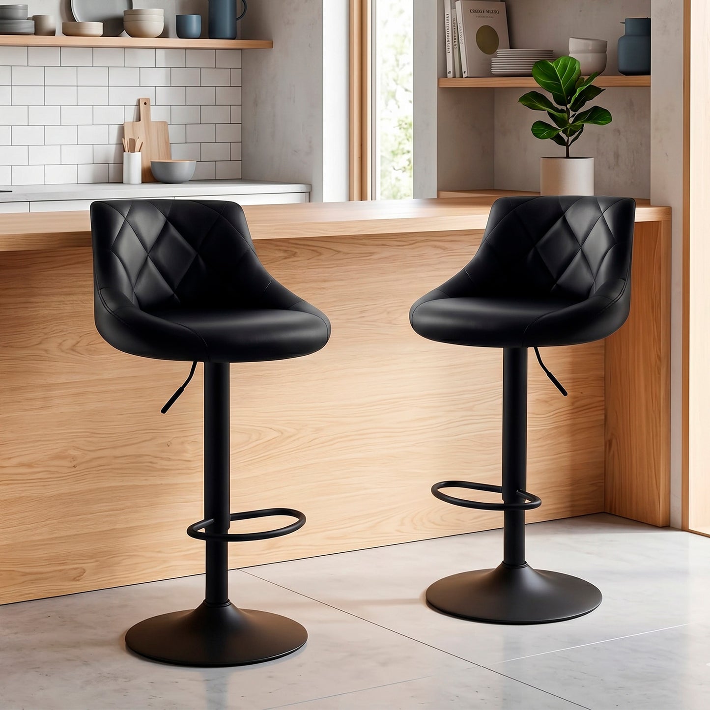 Pack 2 Piso Bar taburete Base Negra Giratorio y Ajustable