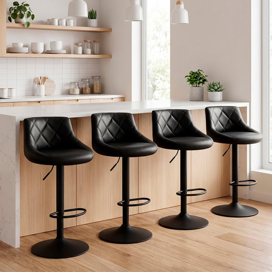 Pack 4 Piso Bar taburete Base Negra Giratorio y Ajustable