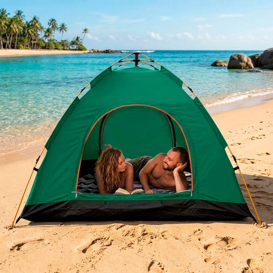 Carpa Camping 4 Personas Impermeable UV y Fácil Armado