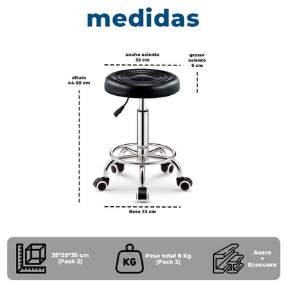 Taburete Profesional Regulable con Ruedas
