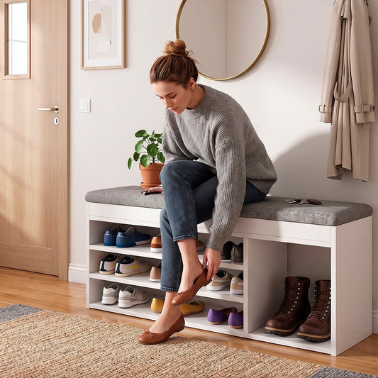 Zapatero Mueble Organizador con Asiento Banca y Cajón 90cm