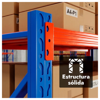 Estantería Rack Metálica Industrial 4 Niveles 200x200x40 cm
