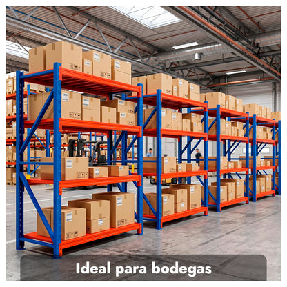 Estantería Rack Metálica Industrial 4 Niveles 200x200x40 cm