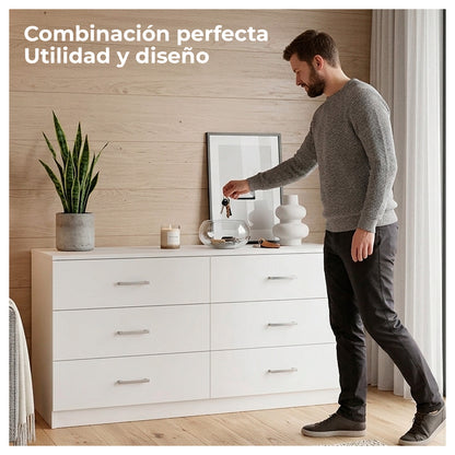 Cómoda 6 Cajones Cajonera mueble organizador dormitorio
