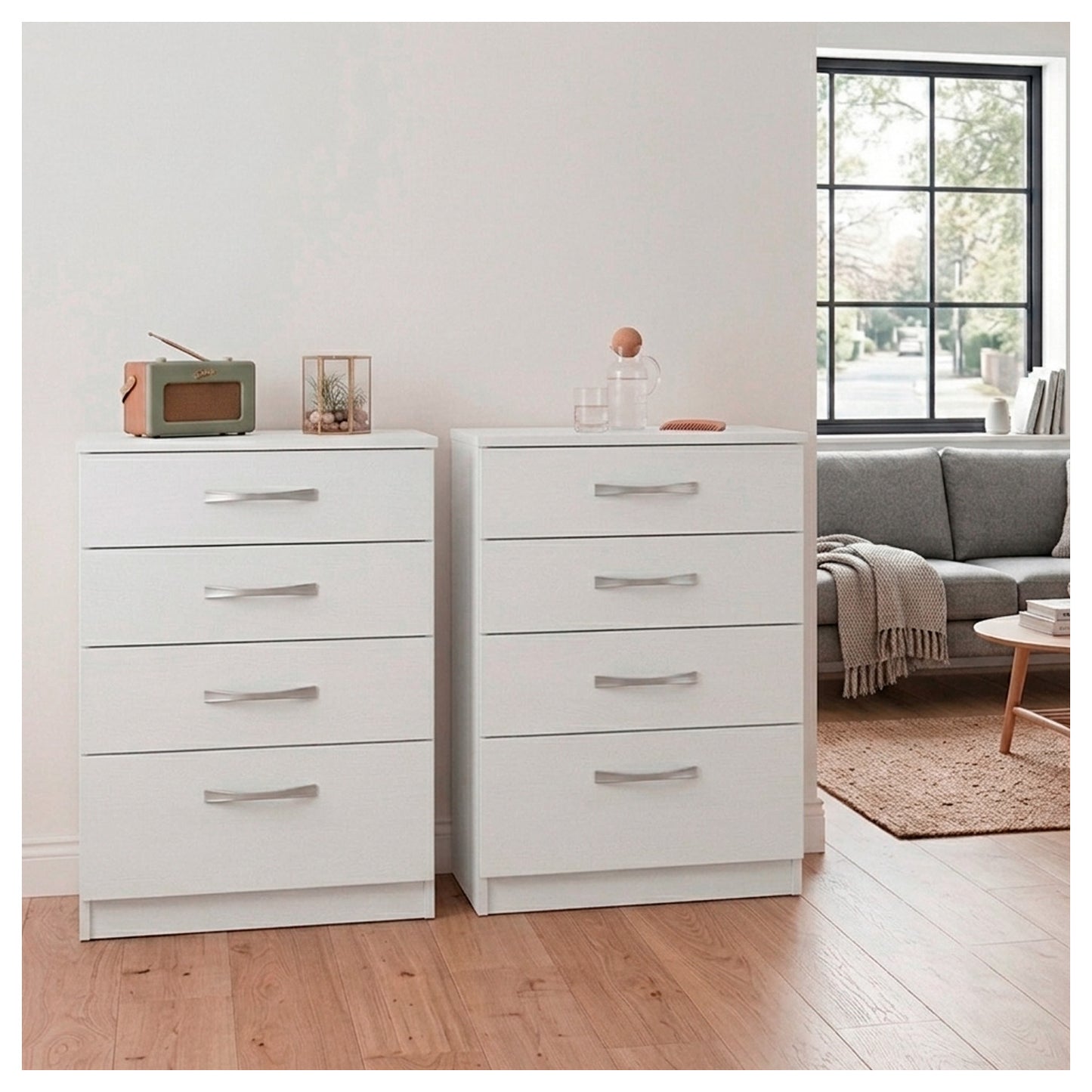 Cómoda Blanca 4 Cajones Mueble Organizador Dormitorio