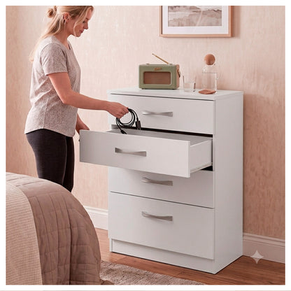 Cómoda Blanca 4 Cajones Mueble Organizador Dormitorio